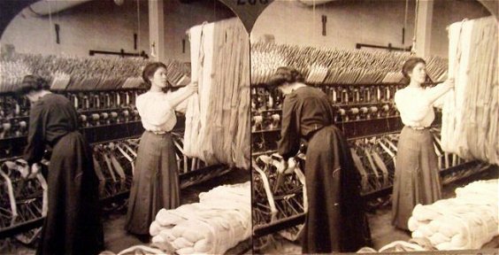 Winding Linen Yarn on Bobbins, Guelph, Ontario