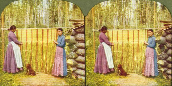 Chippewa Squaws braiding rush mats