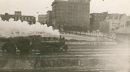 Switch engine east end of CPR station ~ McKenzie Seeds Bldg