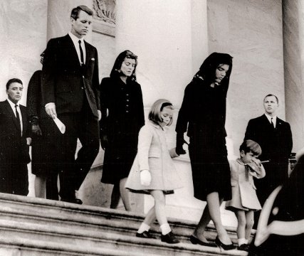 Kennedy family leave the funeral of John F. Kennedy in 1963.