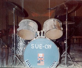 November 1980: Burned out drums from stage fire at Brunkild
