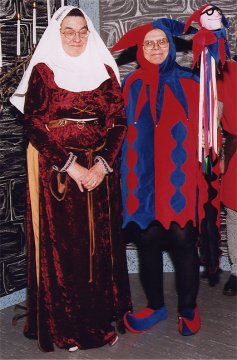 Robert and Katie with Collegium Musicum - Robert is wearing the jester costume made by Katie.