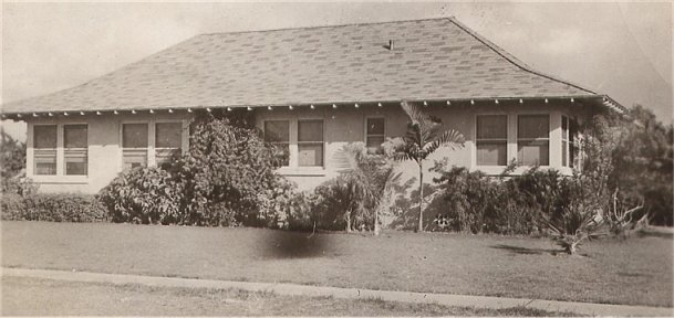 Our quarters, Quarter 404 at Hickam Field on the vast lawn between the NCO and Officer quarters.