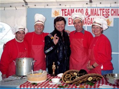 Bobby and Mayor Boshcoff serve as chili judges.