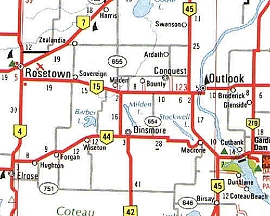 Map of Elrose and surrounding area