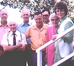 Milford Torrance, Clarence Sloan, Gordon Lemkuhl, Ross Heintze, unidentified, Mrs. Hillman, Vernice Trask