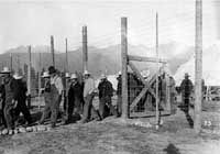 Internees at the Castle Mountain Camp.