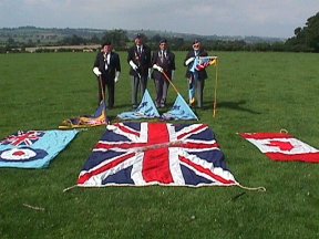 [1] Legion Colour Party at Crash Site marked by RAF, Union Jack & Canadian Flags