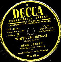 Decca label for Crosby's White Christmas: 1942