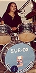 Sue-On and her well-travelled drum kit