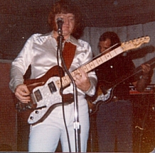 In performance at Miami: Mick Sandbrook from England with Hofner Bass