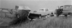 Unweildy Fed Grain trailer rolled and demolished somewhere in Saskatchewan
