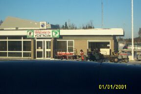 Flin Flon terminal with luggage crew springing into action