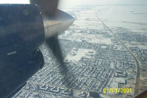 Passing over the northern suburbs of Winnipeg