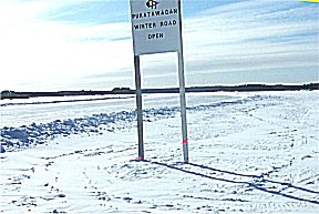 Entrance to the winter road on the river