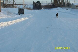 Looking back toward the school from Main Street