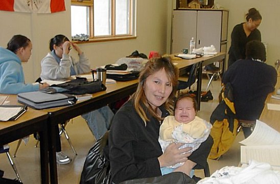 Marlene and Baby Hope in the BUNTEP Pukatawagan Classroom