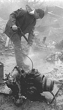 Wim Huyge in action on the cleaning site in Poperinge