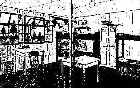 Sketch of John Colwell's room at Stalag Luft 111