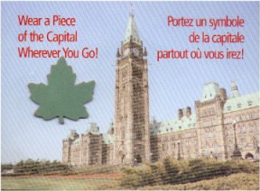 Maple Leaf Pin Constructed from Parliament Buildings Copper Roof