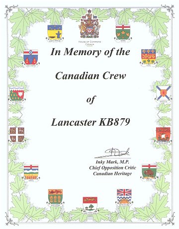 Memoriam Certificate from Canadian Honourable Member of Parliament: Inky Mark