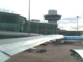 View of the Manchester Airport Tower from our 767