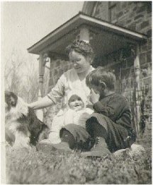 Katie - Don - and Baby Louise In front of Original Stone House