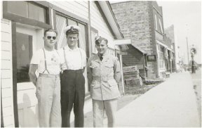 Bill, Jerry and Friend In Front Of Chinese Restaurant On Main Street, Strathclair