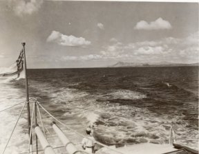 PR steaming past Diamond Head at entrance to Pearl Harbor