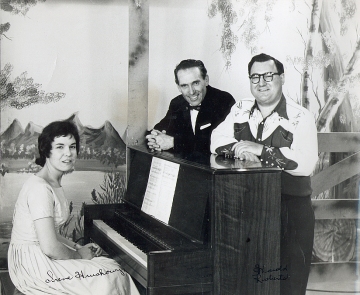 Russ with MC Harold Roberts and Irene Hrushoway: CKX Jamboree TV Show: Mid '50s