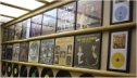 Bill and Sue-On Hillman Record Wall: Display of the duo's CDs, LPs, singles, covers, discs,