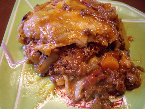 Throw together meat lasagna