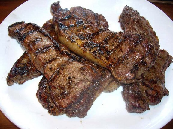 Lovely medium rare bison steaks