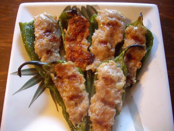 Pork and shrimp stuffed jalapeno peppers