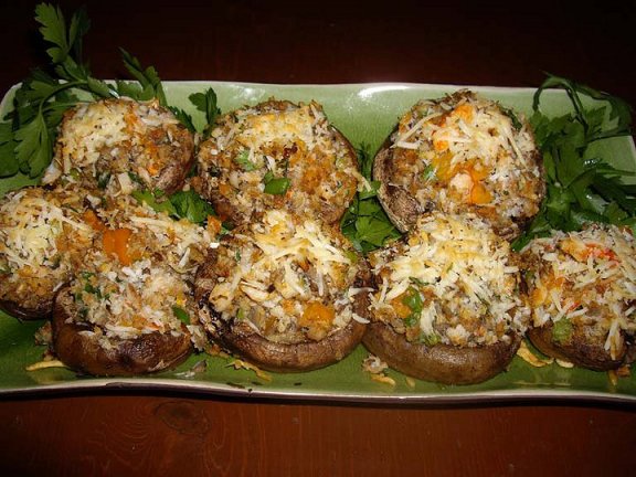 Mushrooms stuffed with crab