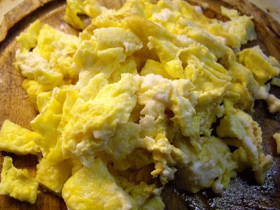 Eggs were beaten with salt