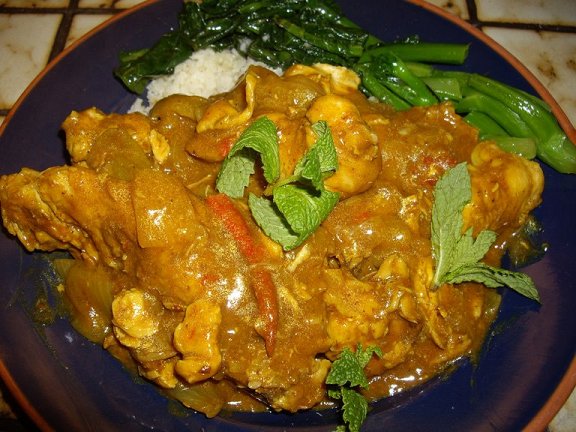 Curry chicken with bone-in chicken breasts