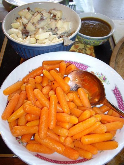 Carrots and apple/pecan salad.