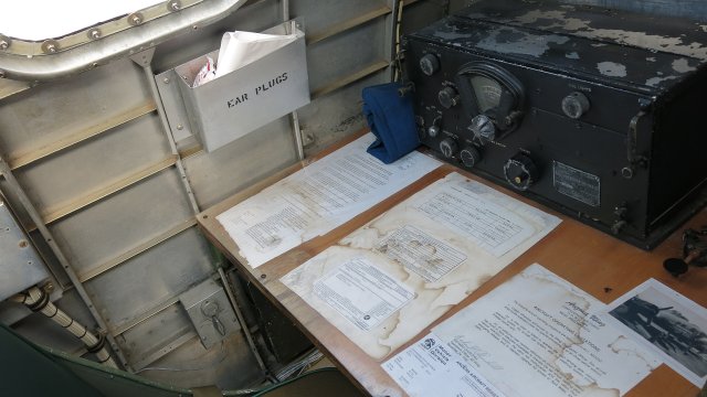 Radio operator's table and some of the instruments.