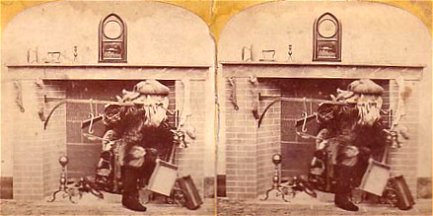 Santa in the fireplace ~ 1870s