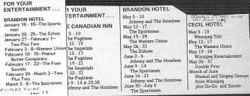 Brandon Visitor's Guide: January and June 1969: Band Schedules